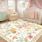 RELEANY Floral Square 6ft Area Rugs Washable Print Boho Cute Carpet Non Slip - Image 6