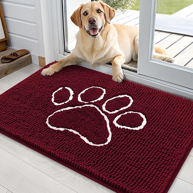 OLANLY Dog Door Mat for Muddy Paws 70x35, Paw Print Design, Absorbs Moisture - Image 7