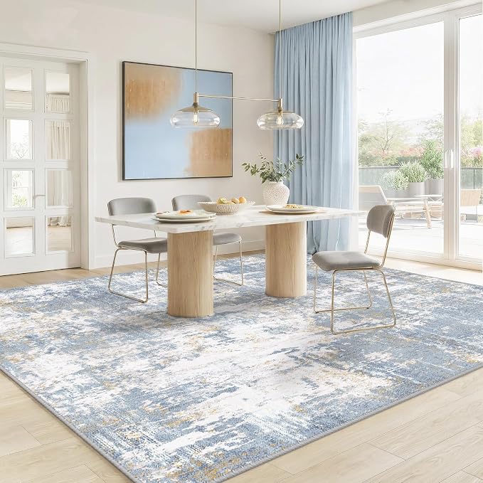 RELEANY Washable Area Rugs 9'x12' Non-Slip Modern Abstract Soft - Image 2