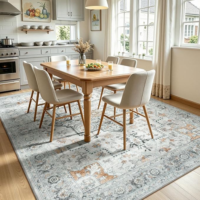 Lofus 8x10 Washable Rugs Non-Slip, Vintage Floral Area Rug - Image 3