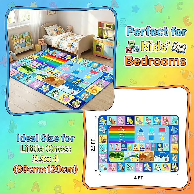 Kids Rug for Playroom Bedroom, 2.5x4 Feet Educational ABC Area Rug for - Image 3