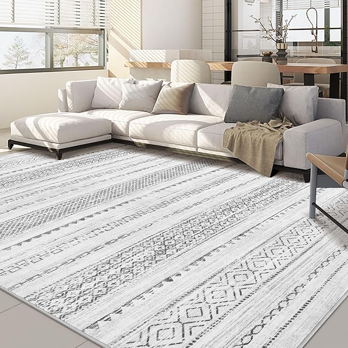 Nakagishi Area Rug Living Room Rugs: 5x7 Machine Washable Boho Large Neutral by NakagishiAreaRug