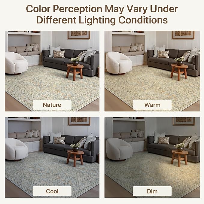 GENIMO 6x9 Area Rug for Living Room, Washable Vintage Floral Low-Pile Non-Slip - Image 7