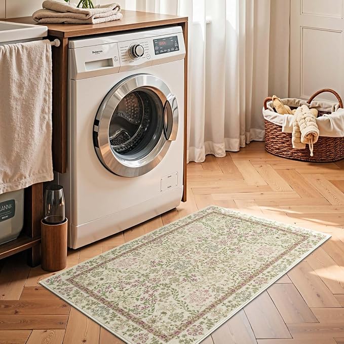 jinchan Zenith Floral 2x3 Rug for Entryway Kitchen Rug Washable Non-Slip - Image 4