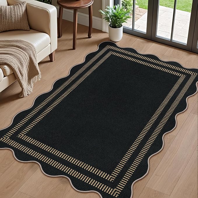 Modern Easy Jute 3x5 Outdoor Patio Rug, Farmhouse Neutral Non Slip Carpet by LORWER