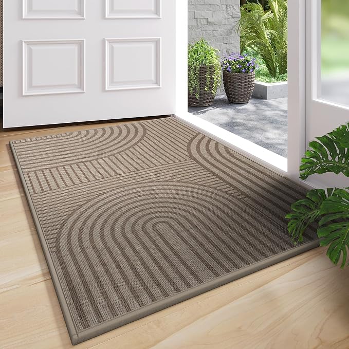 Front Door Mat 31''x47'', Absorbent Dirt Resist Washable Non Slip Low-Profile by QiCaiJia