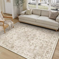 5x8 Washable Neutral Area Rug Beige Vintage Living Room Bedroom Carpet Non-Slip by WondRg