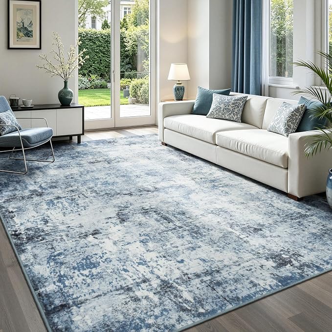 Rugflix 5x7 Area Rugs for Living Room, Washable Large Rug Stain-Resistant Low by RugflixAreaRugs