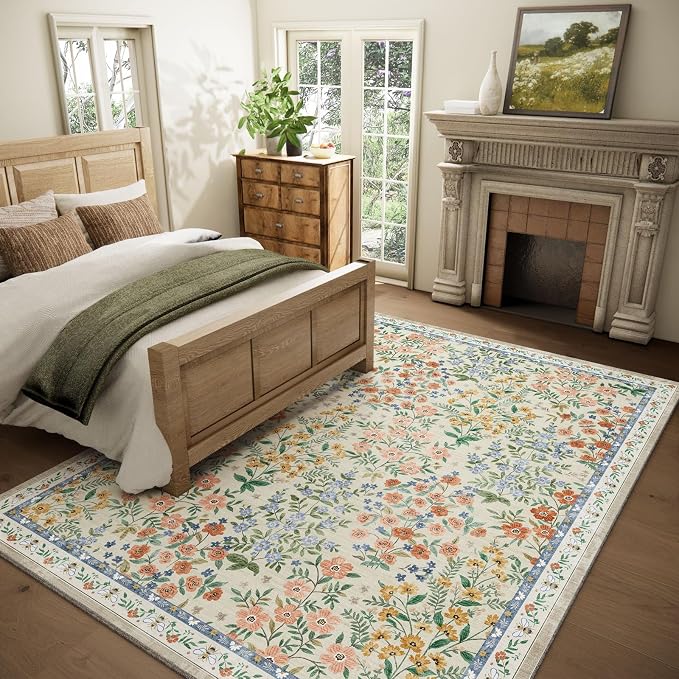 Washable Area Rugs for Living Room: 9x12 Area Rug for Bedroom Vintage Stain - Image 2