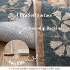 jinchan Zenith Round Rug 7ft Area Rug Soft 7'Round Vintage Floral Rug Non-Slip - Image 7