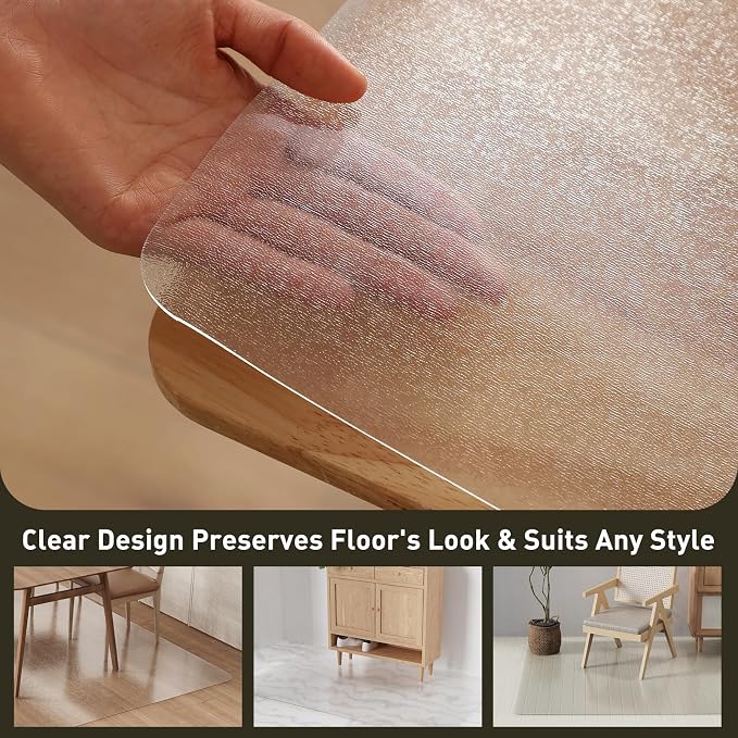 Clear Plastic Area Mat for Under Dining Table, Anti-Spill Hard Floor Protector - Image 6