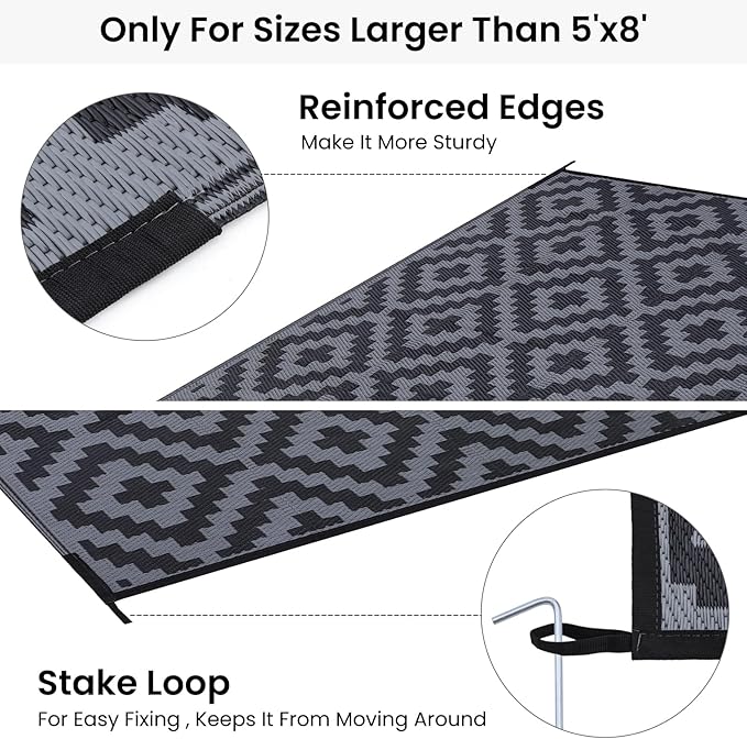 Smiry Waterproof Outdoor Rug 6x9 ft, Reversible Plastic Straw Patio Camping Rugs - Image 4
