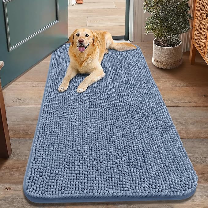 Smiry Dog Door Mat for Muddy Paws 48x30, Absorbent Dirt Trapper, Non-Slip by Smiry