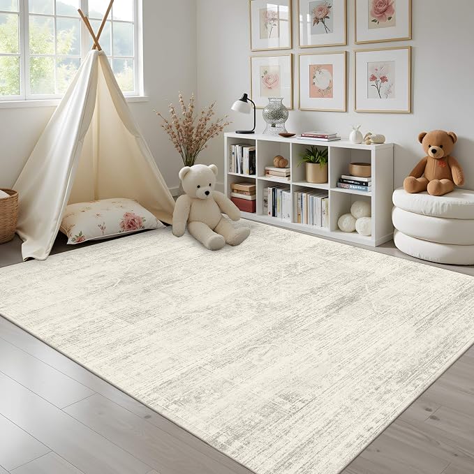 Latte&Fog Washable 6x9 Area Rugs, Large Ivory Rug - Image 4