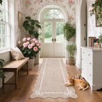 GarveeHome Scalloped Bow Rug for Living Room, Solid Camel Rug for Dorm - Image 2