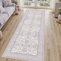 DCX Purple Floral 2x6 Runner Rug, Washable Rug by DCXWashableRug