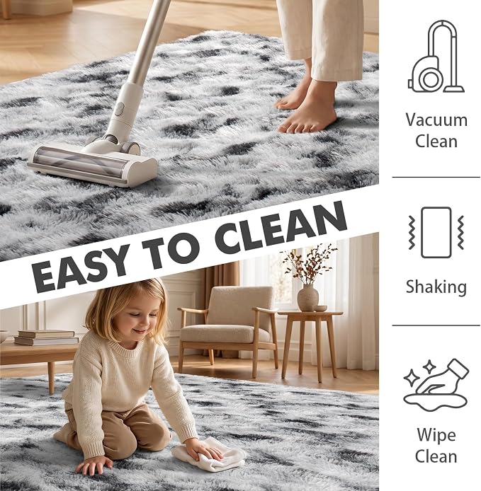 4x6 Ft Shag Area Rug for Bedroom Living Room, Tie-Dyed Ultra Soft Fluffy Furry - Image 7