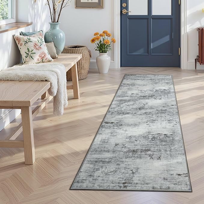 Toneed 2x6 Runner Rug Modern Abstract Hallway Rug Washable Non Slip Rubber Rugs by Toneed