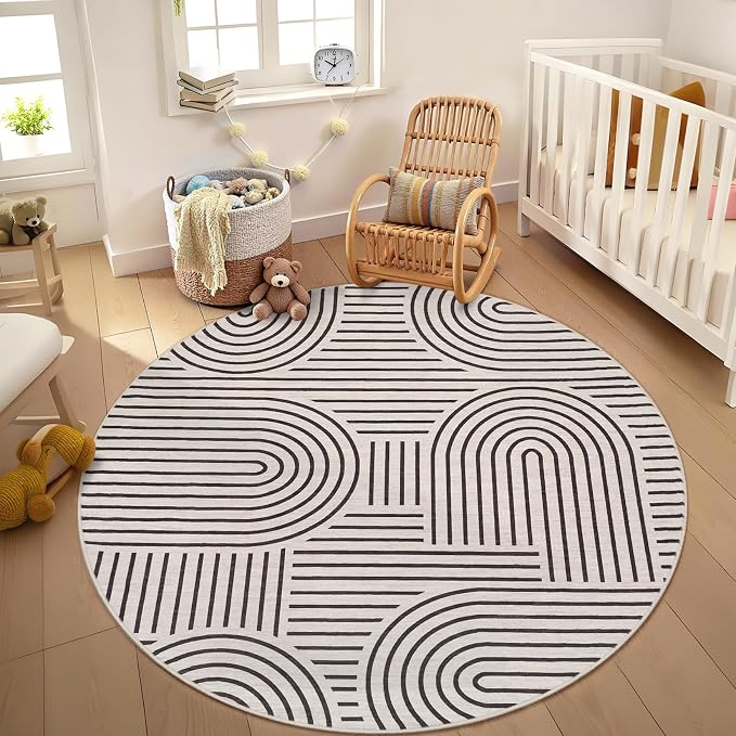 Washable Rug 4ft Area Rugs for Living Room, Abstract Rug for Bedroom, Soft - Image 9