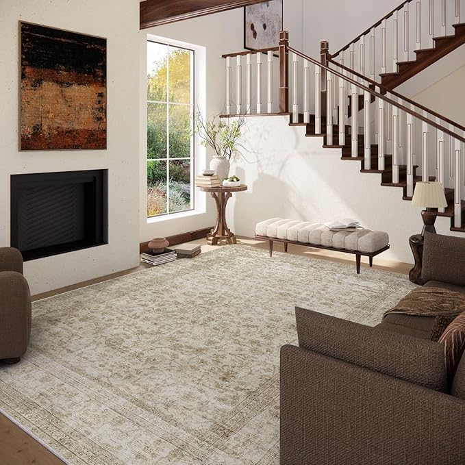 10x12 Area Rug Washable Rugs: Large Living Room Rug Stain Resistant Non Slip - Image 2