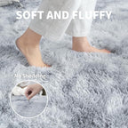 KICHOWUA Thick Area Rug 5x7 Light Grey Fluffy Shag - Image 3