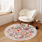 DUKINO Floral Round Rug, 4ft Washable Round Area Rug, Non Slip Indoor Low Pile - Image 8