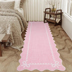 GarveeHome Scalloped Bow Rug for Living Room, Solid Pink Rug for Dorm, Washable - Image 7