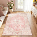 Latte&Fog 3x5 Entryway Pink Area Rugs, Vintage Floral Washable Rugs Cute Girls by LatteFog