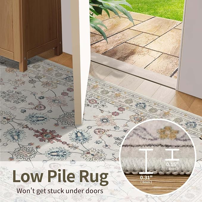 Rugxara Door Mat Floral Entryway Rug, Washable Samll 2x3 Rug, Boho Front Door - Image 8