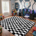 Checkered Rug for Bedroom, 5x8 Black and White Area Rugs, Classic Checkered by Yongyangjuxi