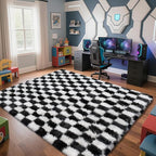 Checkered Rug for Living Room, 6x9 Black and White Area Rugs, Classic Checkered by Yongyangjuxi