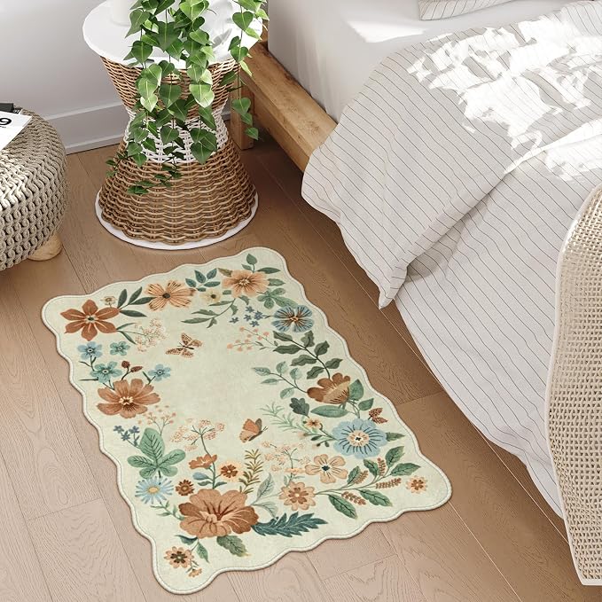 Lahome Floral Small Rug, 2X3 Kitchen Rugs Non Slip Washable Rug Ultra-Thin - Image 4