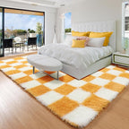 KICMOR Soft Fluffy 5x8 Orange and Cream White Rugs Living Room Carpets - Image 3