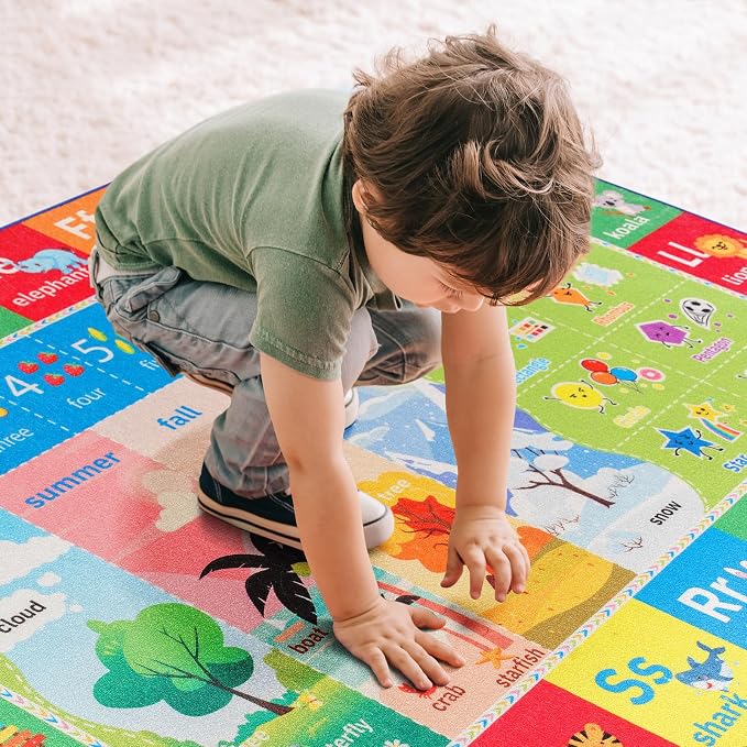 Macgace ABC Kids Rug for Playroom, 5x7 Washable Classroom Area Rugs, Toddler - Image 5