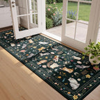 Unirea 2.6x8 Black Cat Runner Rug, Washable Non Slip Botanical Rug - Image 7