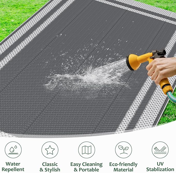 HappyTrends, Outdoor Rug, Patio Rug, Reversible Portable Outdoor Plastic Straw - Image 5