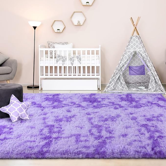 FlyDOIT Purple Tie-Dyed Large Rugs - Image 4