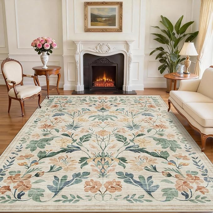 8x10 Area Rugs Washable Rug: Large Boho Living Room Rug Soft Non-Slip Low Pile by Yidanamy