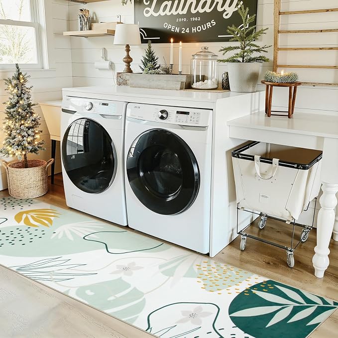 Lahome Green Runner Rugs for Hallway 2x8 Non-Slip Washable Kitchen Rugs - Image 4