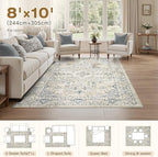 cotiled 8x10 Area Rug Machine Washable Vintage Carpet - Image 7