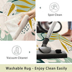 Area Rug 5x7 Washable Rug, Machine Washable Tropical Plam Leaves Rugs - Image 3