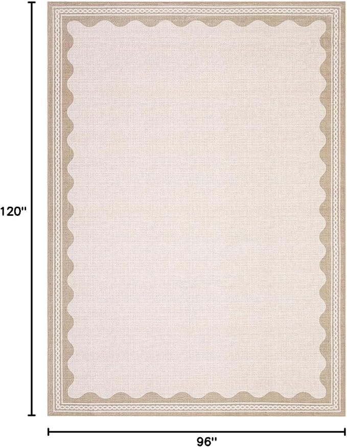 GarveeHome Scalloped Beige 8x10 Rug - Image 2