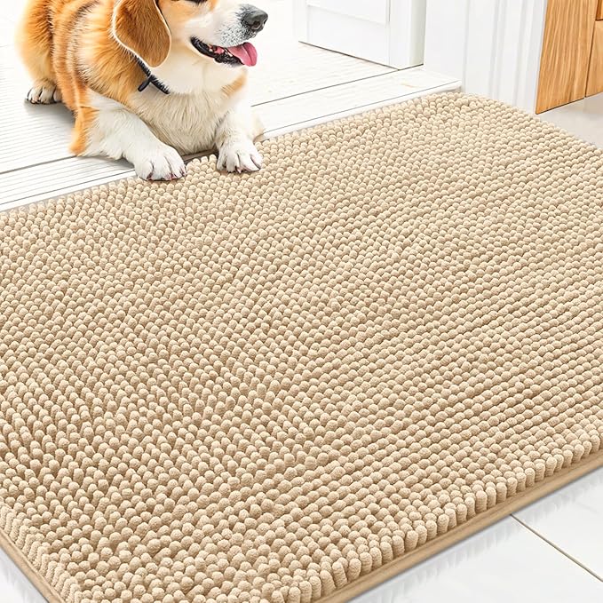 Smiry Dog Door Mat for Muddy Paws 30x17, Absorbent Dirt Trapper, Non-Slip by Smiry