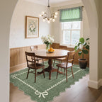 GarveeHome Scalloped Bow Rug for Living Room, Solid Green Rug for Dorm - Image 3