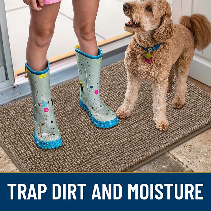 Smiry Dog Door Mat for Muddy Paws 44x24, Absorbent Dirt Trapper, Non-Slip - Image 3