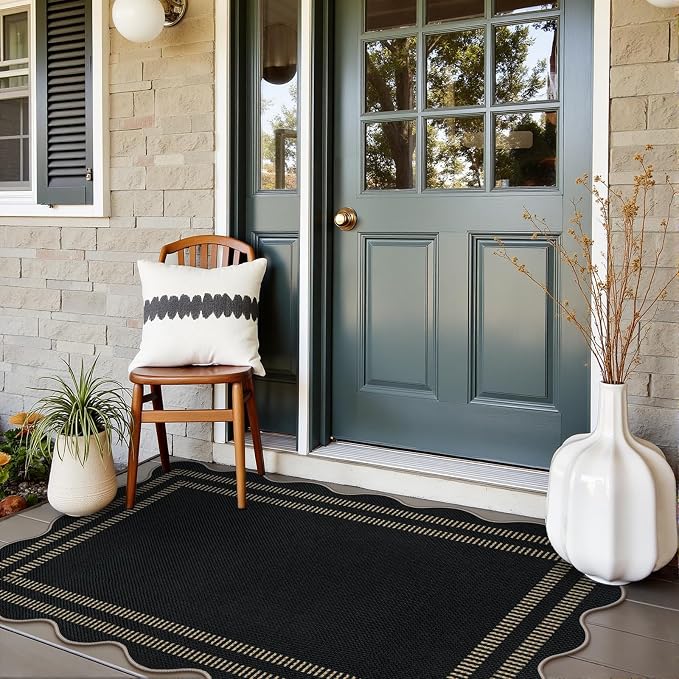 Modern Easy Jute 3x5 Outdoor Patio Rug, Farmhouse Neutral Non Slip Carpet - Image 3