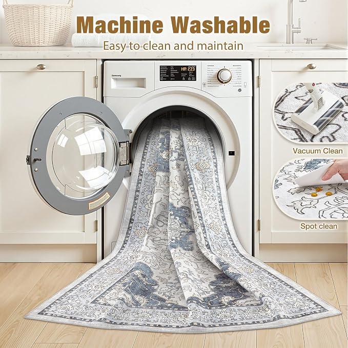 cotiled 6x9 Area Rug Machine Washable Vintage Carpet - Image 3