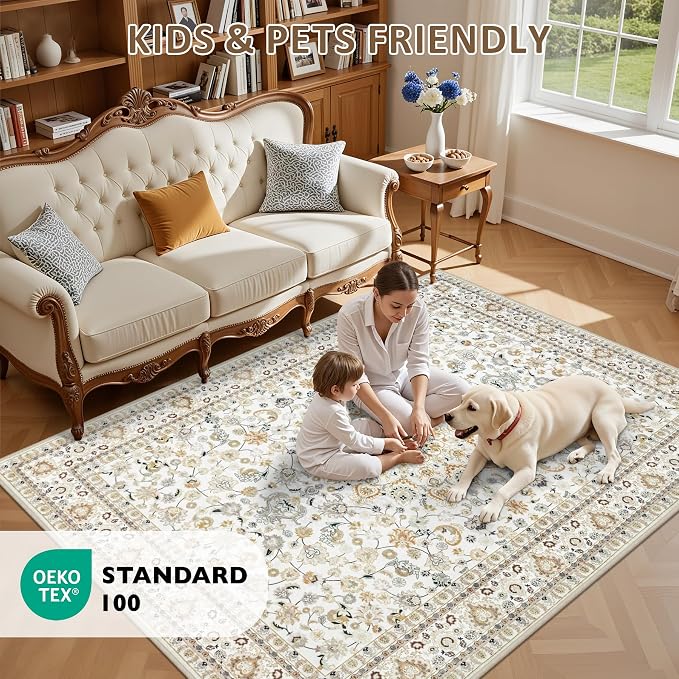 Area Rugs 10x14 Living Room Rug: Washable Rug Soft Vintage Boho Carpet Indoor - Image 8