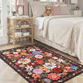 Floral Machine Washable Rug 3x5 Espresso, Non Slip Soft Bedroom Rug by WelcometoBabovid