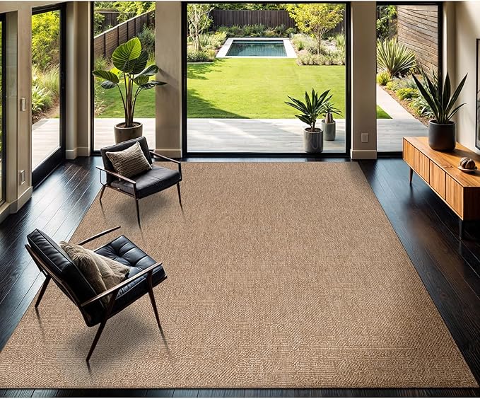 CAMILSON Easy Jute Rug 9x12, Indoor Outdoor Natural Color Fiber Large Area Rugs - Image 4